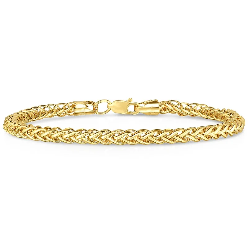 Custom silver charm bracelets for teens-Russian Wheat Bracelet - 14K Gold