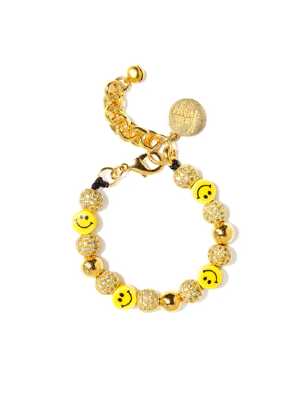 Luxury silver chain bracelets for women-BABY DISCO SMILEY BRACELET