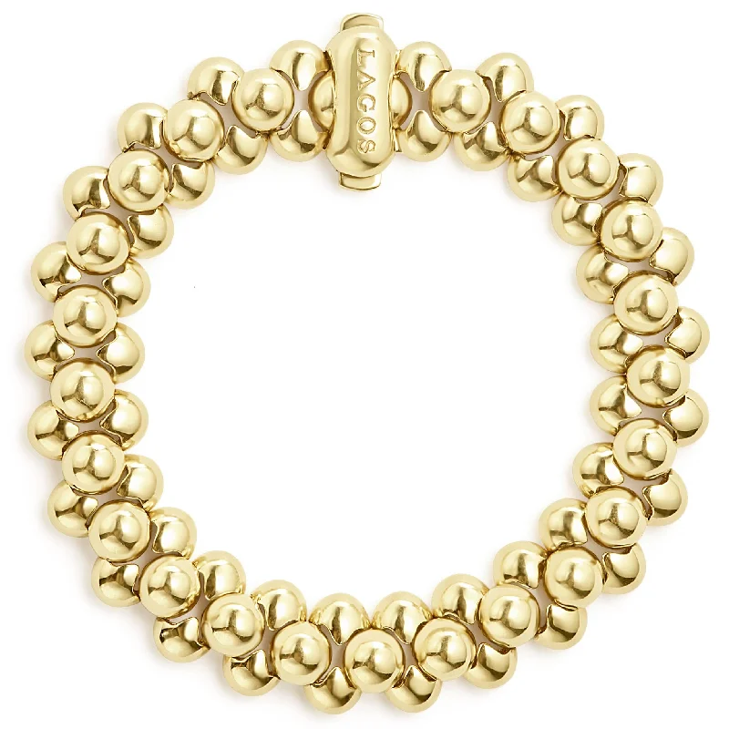 Handcrafted beaded bracelets for special occasions-Caviar Gold 18K Gold Bead Bracelet