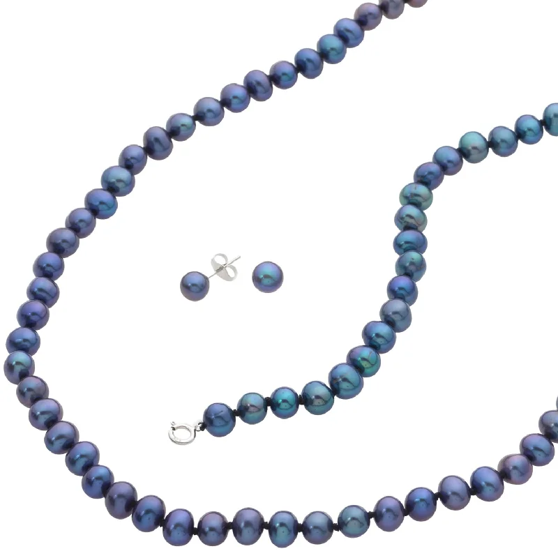 Adjustable gemstone bracelets with healing properties-Classic Pearl Earring, Bracelet & Necklace Set