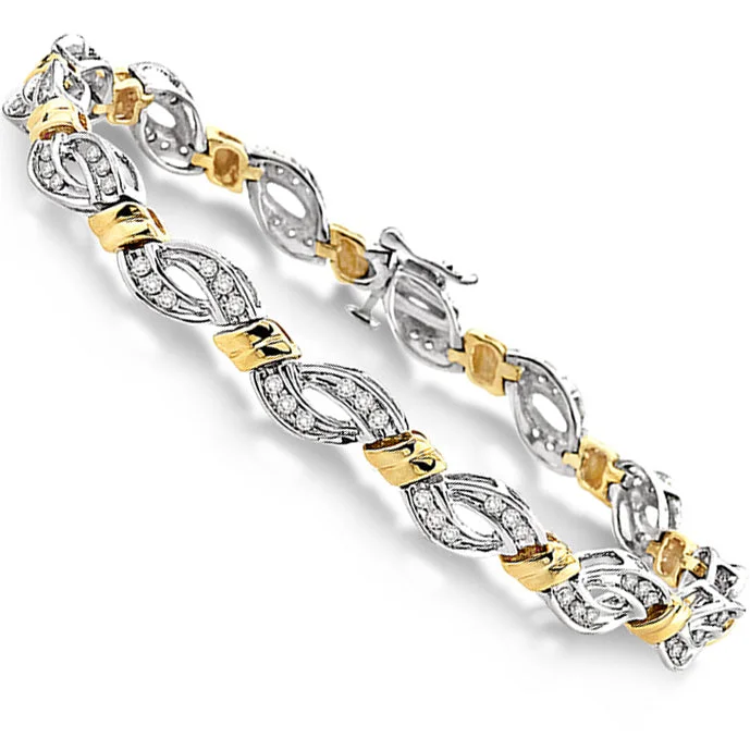 Personalized charm bracelets with birthstones-Diamond Bracelet - White & Yellow Gold