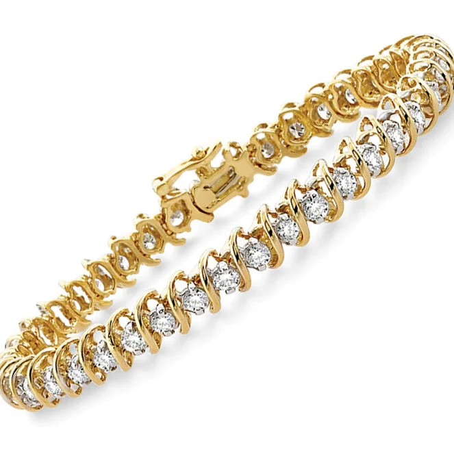 Luxury gemstone bangles for weddings-Diamond Tennis Bracelet - Yellow Gold