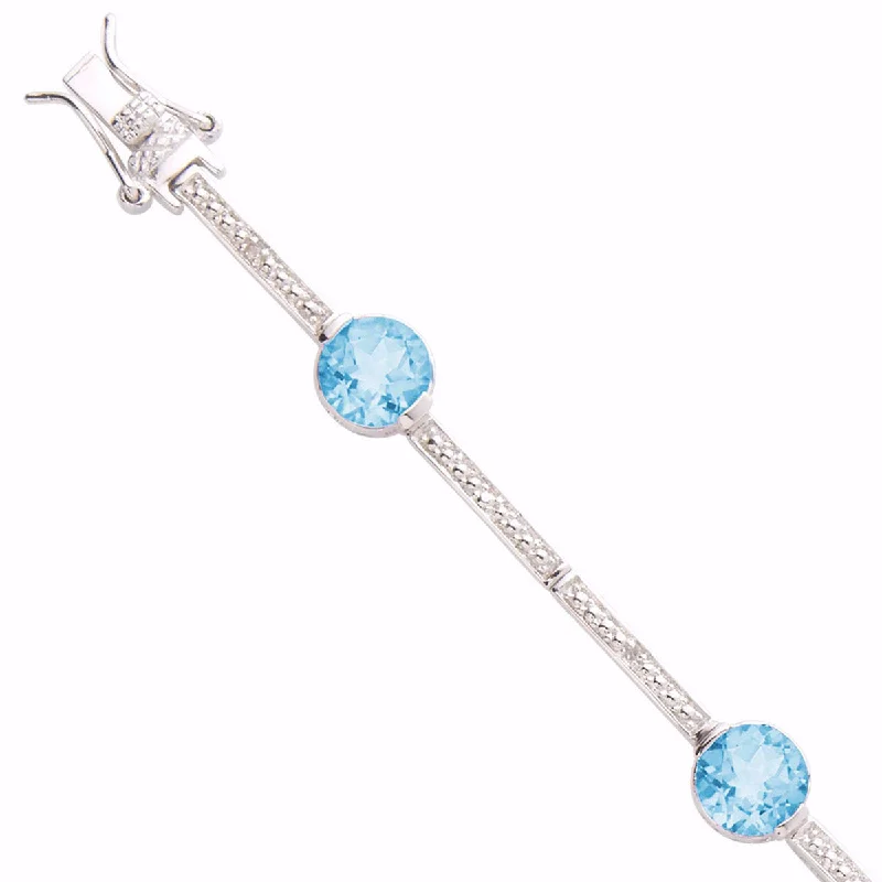 Custom charm bracelets for special gifts-Bezel-Set Topaz  & Diamond Bracelet