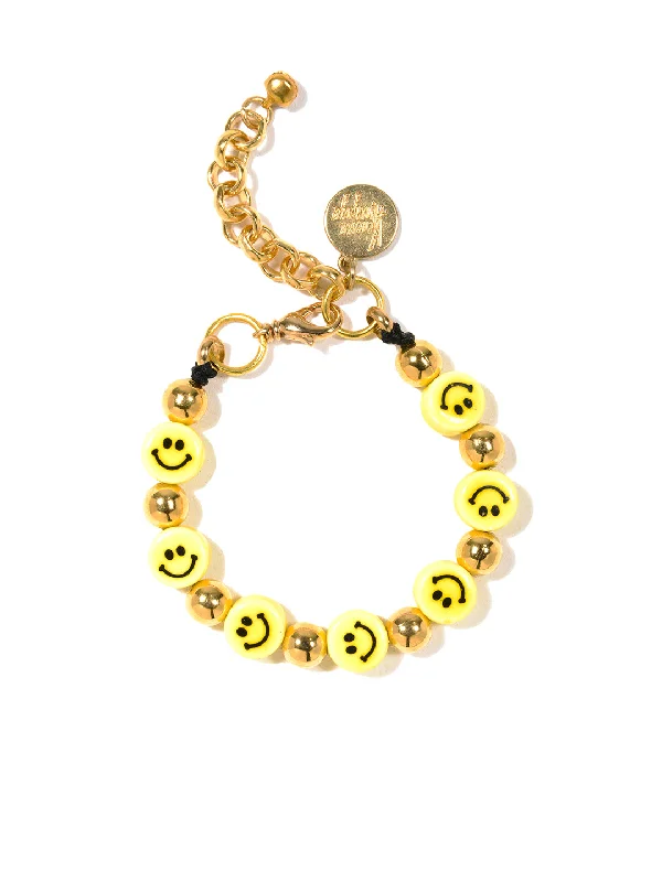 Elegant gold-plated tennis bracelets for weddings-GOLDEN SMILE BRACELET