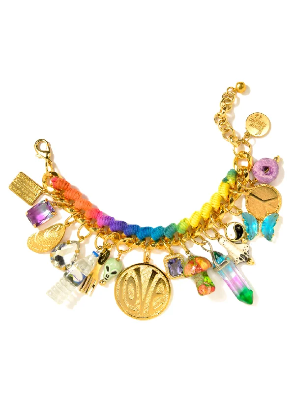 Elegant gold-plated chain bracelets for women-GROOVY LOVE BRACELET (RAINBOW)