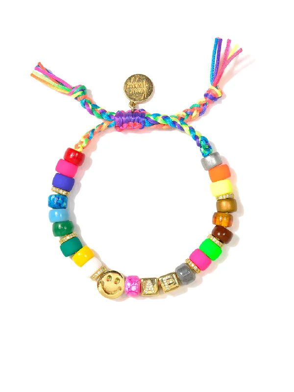 Personalized stackable bracelet sets for women-HAPPY AF RAINBOW BRACELET