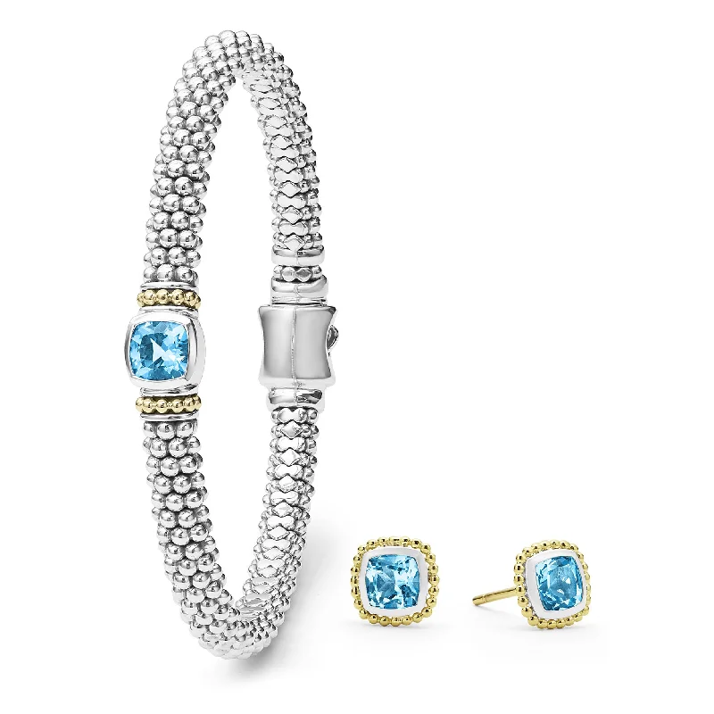 Simple silver charm bracelets for daily wear-Rittenhouse Swiss Blue Topaz Caviar Gift Set