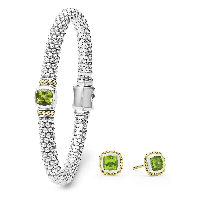 Custom silver bangle bracelets with birthstones-Rittenhouse Peridot Caviar Gift Set