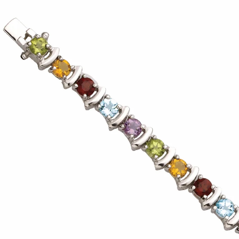 Handcrafted gemstone charm bracelets for birthdays-Gemstone Link Bracelet