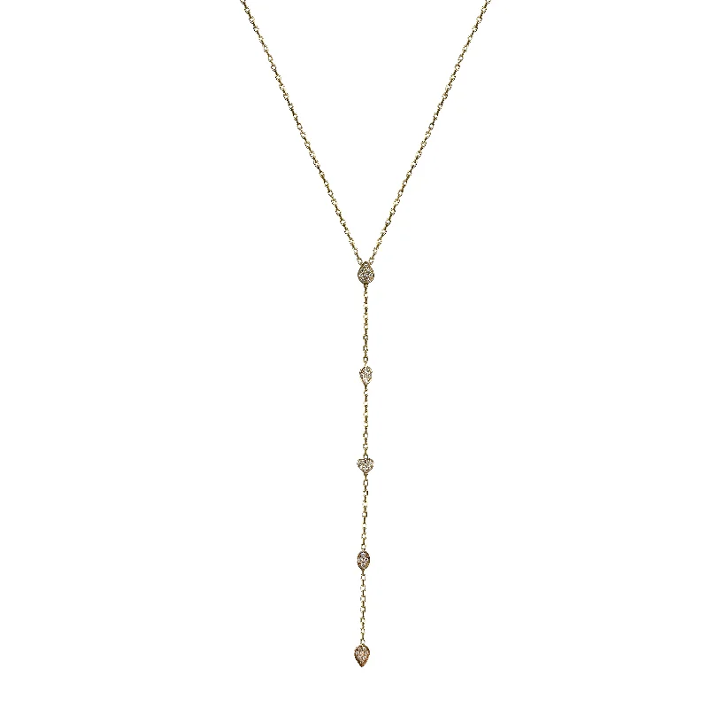 gemstone charm necklace for fashion lovers-14k Gold Lariat Necklace