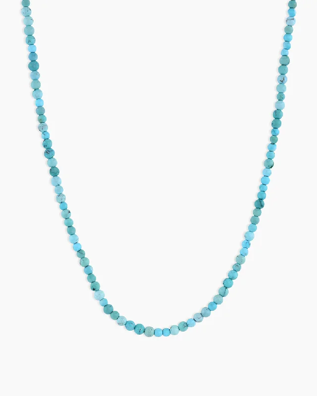 vintage silver charm necklace for women-14k Gold Mini Turquoise Necklace