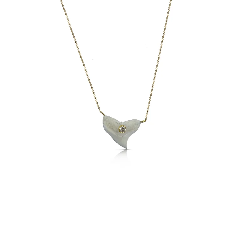 personalized silver pendant necklace for couples-14k Sharks Tooth Dainty Necklace