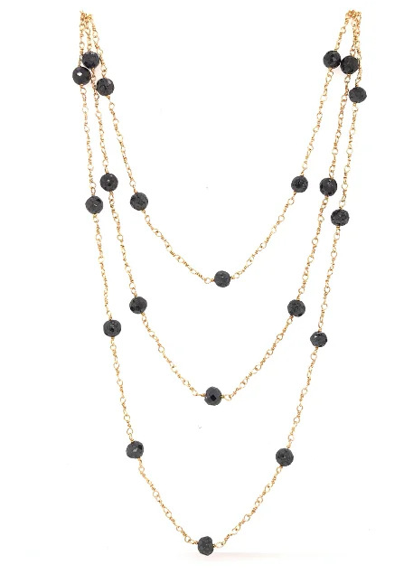 men’s custom gold chain necklace-18kt Gold Black Diamond Necklace