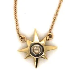 custom initial necklace for kids-18kt Gold Medium Sunburst Necklace with Diamond