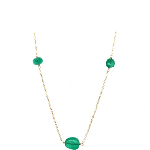 gold charm necklace for spiritual healing-18kt Gold Necklace with Emerald 1