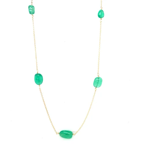 trendy silver pendant necklace for men-18kt Gold Necklace with Emerald 2