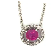 adjustable gemstone necklace for layering-18kt Gold Necklace with Pink Sapphire and Diamond