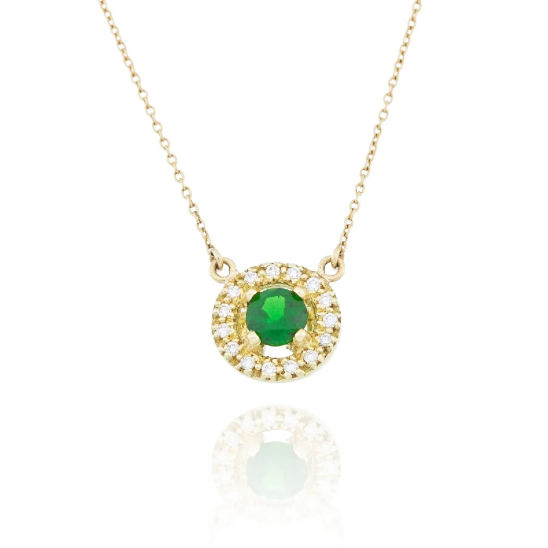 gemstone pendant necklace for spiritual energy-18kt Gold Tsavorite and Diamond Necklace