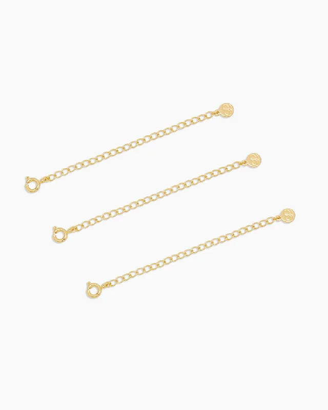 engraved nameplate necklace for women-3 in. Necklace Extender Set of 3