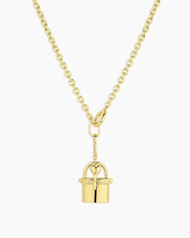 personalized diamond bar necklace-Avery Love Lock Necklace