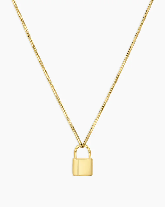 simple gold pendant necklace for men’s fashion-Bespoke Kara Padlock Necklace