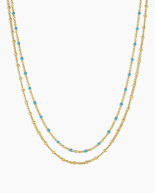 gold and turquoise pendant necklace for women-Capri Layer Necklace