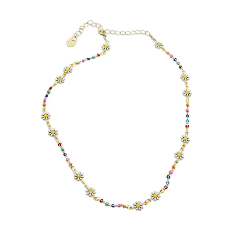 layered necklace with gold and silver pendants-Daisy Choker