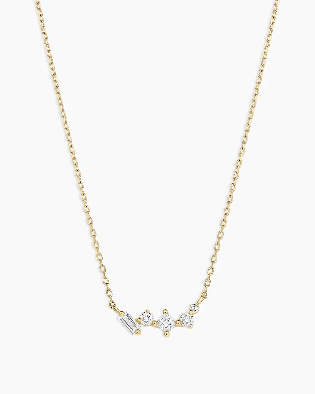 simple silver infinity pendant necklace for layering-Diamond and White Sapphire Amara Cluster Necklace