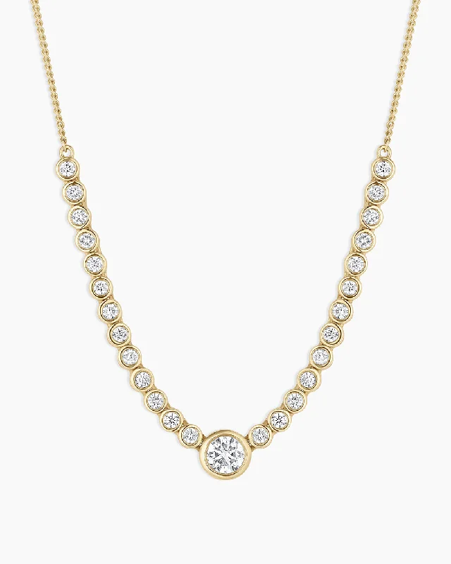 elegant silver choker necklace with charm-Lab Grown Diamond Circle Row Necklace