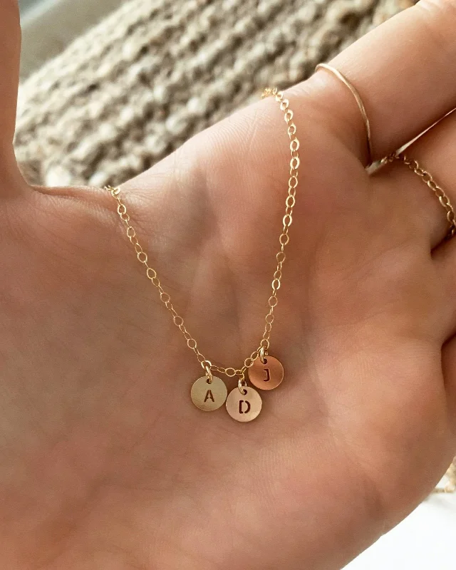 custom gemstone necklace for gifts-Multi Letter Coin Necklace  - 14k Yellow Gold Fill