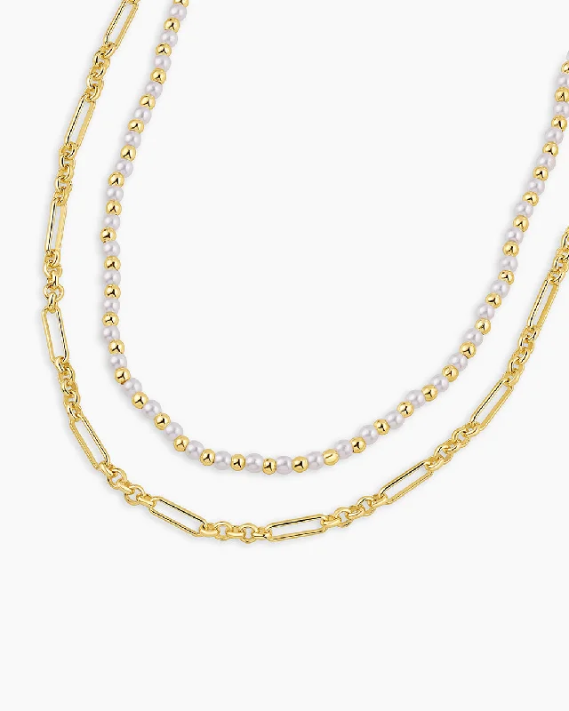 luxury diamond chain necklace for women-Poppy Pearl Layering Set