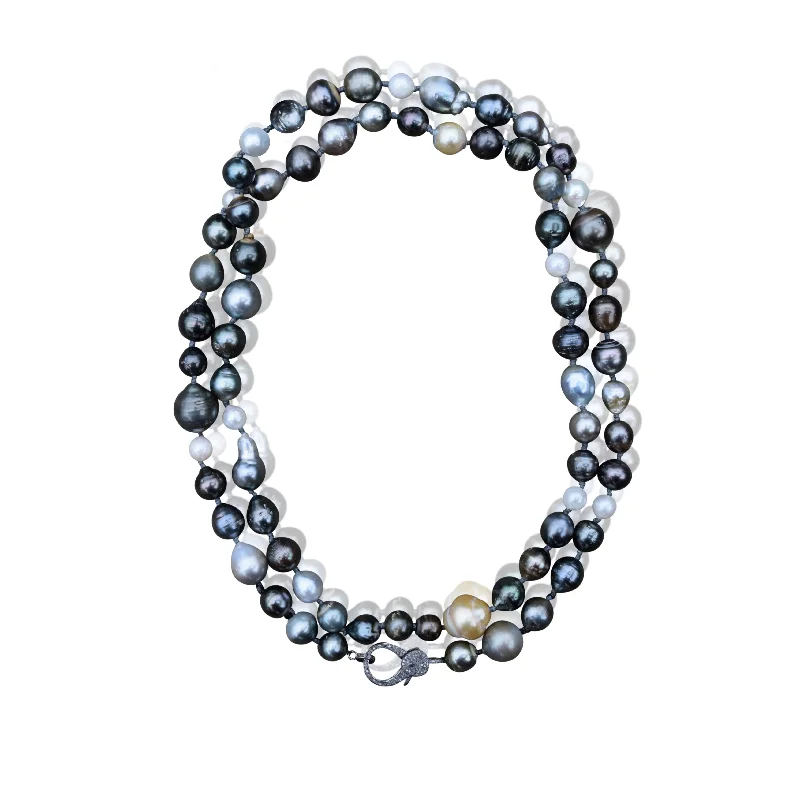 sterling silver gemstone necklace for brides-Short Tahitian Pearl Necklace with Clasp