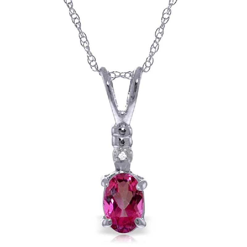 delicate silver necklace for layering-0.46 Carat 14K Solid White Gold Play The Part Pink Topaz Diamond Necklace