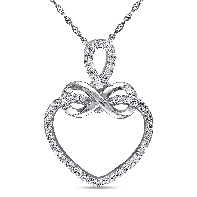 gold charm necklace for spiritual healing-Miadora 10k White Gold 1/5ct TDW Diamond Heart Infinity Necklace