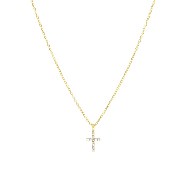 vintage-inspired silver chain necklace-gold plated CZ cross necklace