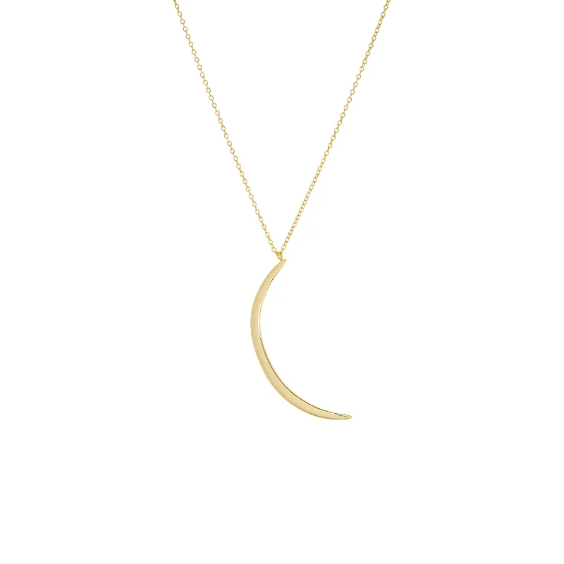 chic gold chain necklace for women-gold plated thin crescent pendant necklace