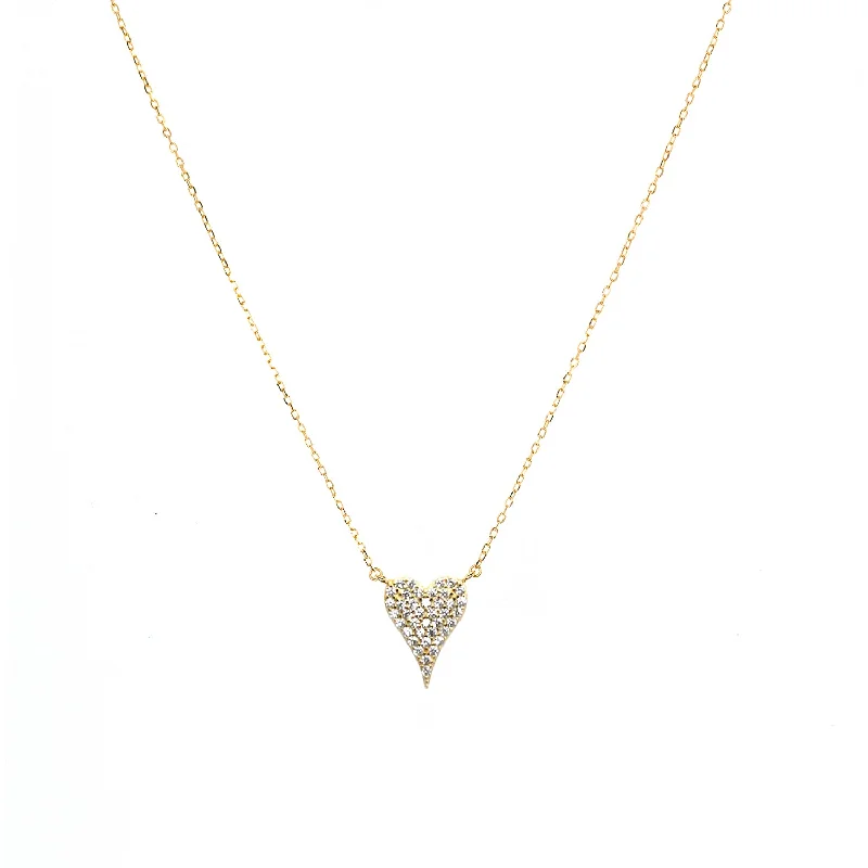 dainty heart-shaped pendant necklace-sterling pave heart necklace