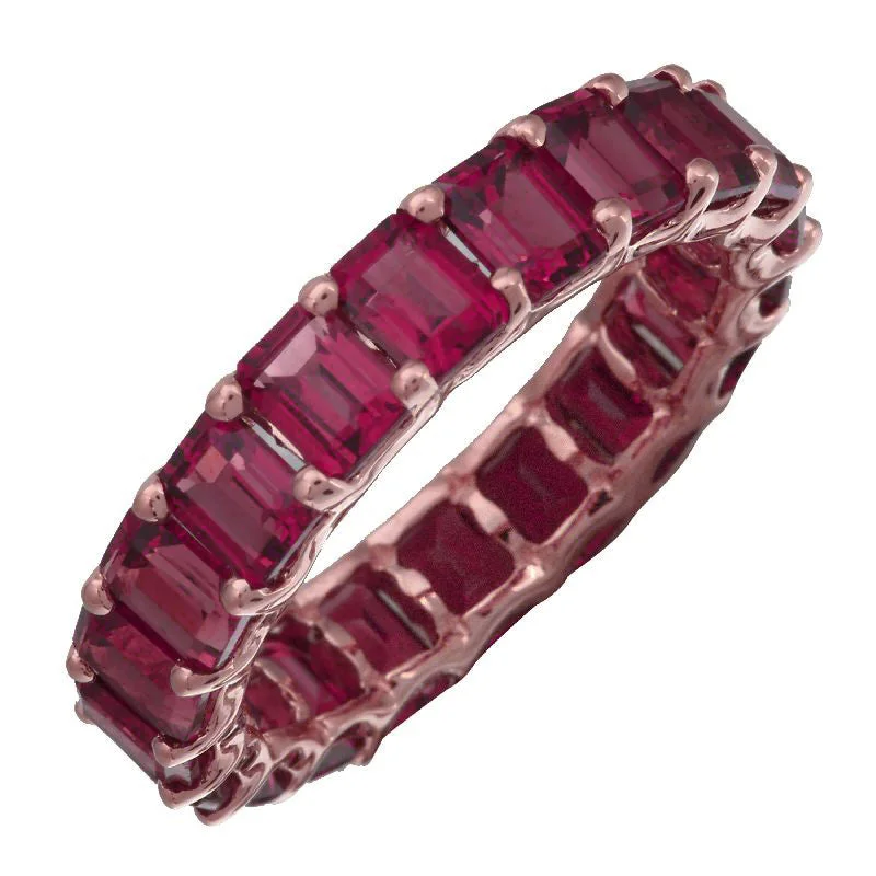 women’s rings with rubies for engagement-14k Emerald Cut Ruby Eternity Ring