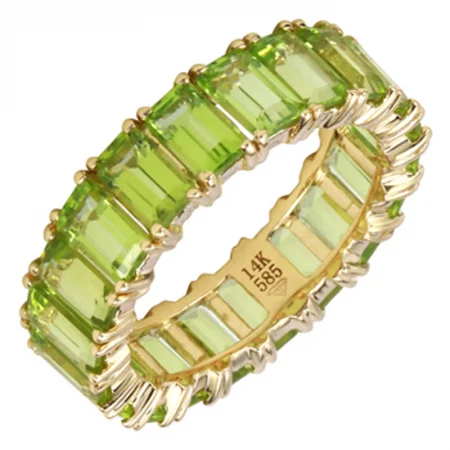 women’s vintage wedding rings with diamonds-14k Gold Emerald Cut Peridot Eternity Band