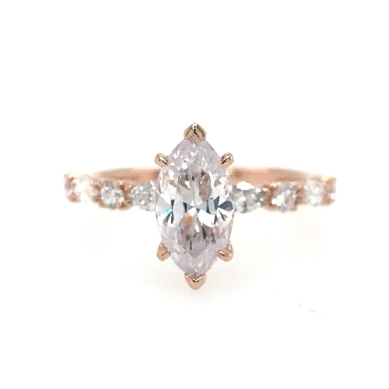 classic promise rings with diamonds for women-14K Rose Gold 'Juliet' Marquise Diamond Engagement Ring