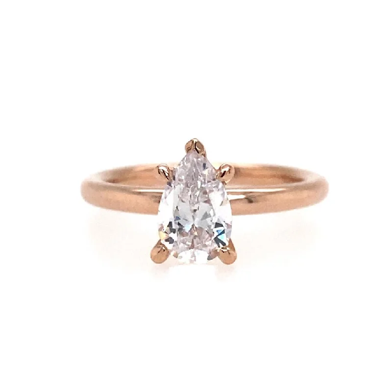 women’s wedding rings with emeralds and diamonds-14K Rose Gold 'Lark' Pear Center Solitaire Engagement Ring