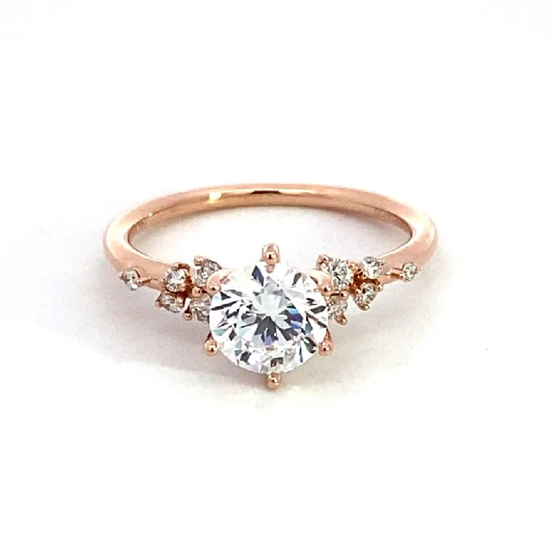 classic wedding rings with engraved designs-14K Rose Gold 'Reena' Classic Round Diamond Engagement Ring