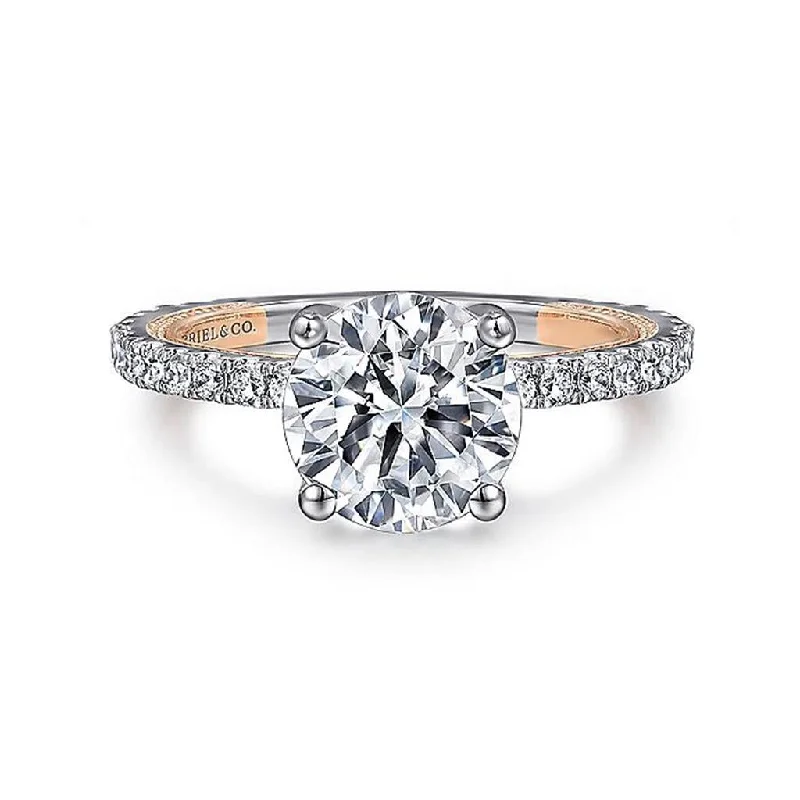 wedding rings for men with mixed metals-14K White And Rose Gold 'Danita' Classic Round Diamond Engagement Ring