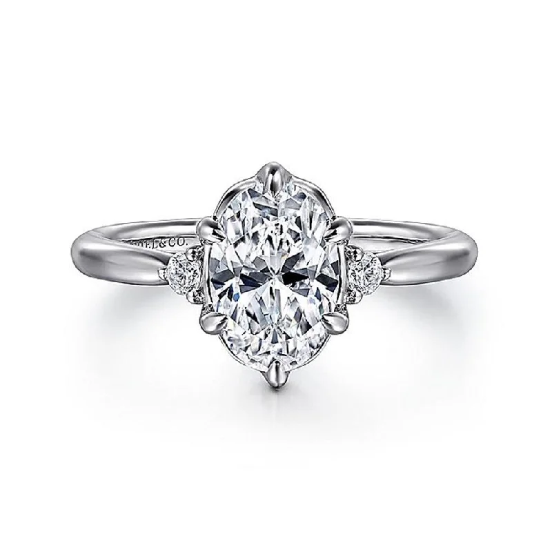 best custom engagement rings for women-14K White Gold 'Blaise' Three Stone Oval Diamond Engagement Ring