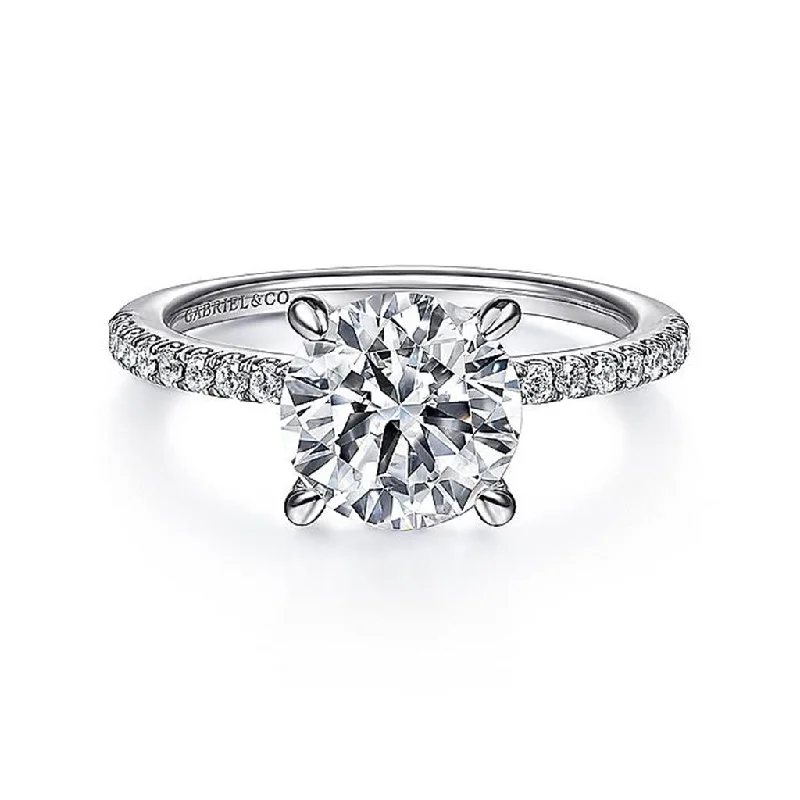 unique wedding rings for men with diamonds-14K White Gold 'Broderick' Classic Round Diamond Engagement Ring