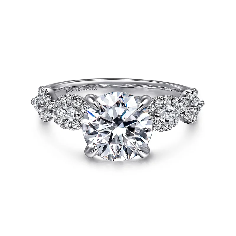 unique wedding rings for men with diamonds-14K White Gold 'Charlotte' Twist Diamond Engagement Ring