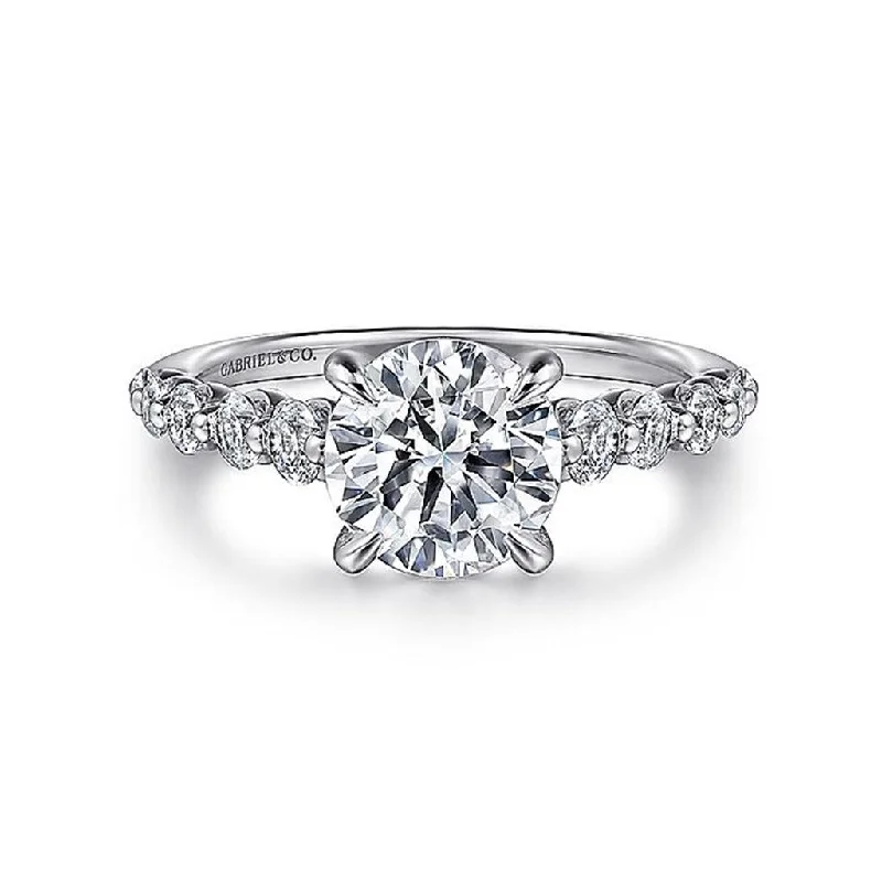 best affordable diamond engagement rings for women-14K White Gold 'Emberlie' Round Diamond Engagement Ring