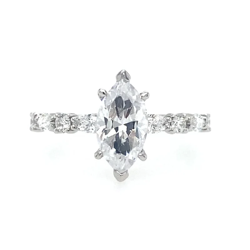 unique gemstone rings for wedding-14K White Gold 'Juliet' Classic Marquise Diamond Engagement Ring