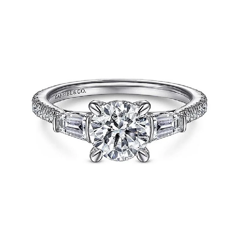 classic rings with diamonds for engagement-14K White Gold 'Tierra' Three Stone Diamond Engagement Ring