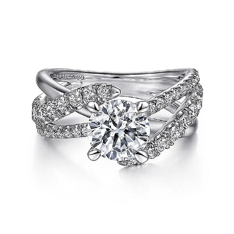 women’s vintage wedding rings with diamonds-14K White Gold 'Zaira' Twist Round Diamond Engagement Ring